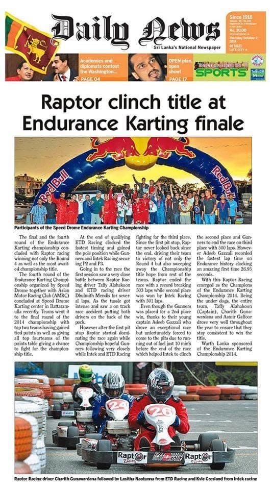 Raptor clinch title at the Endurance Karting finale — Daily News